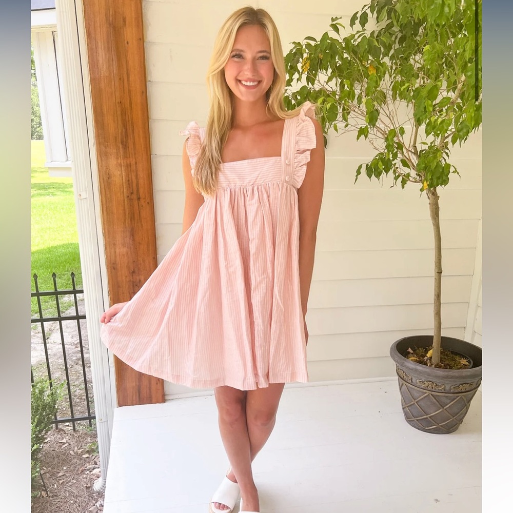 Bluspero Pink Linen Mini Dress